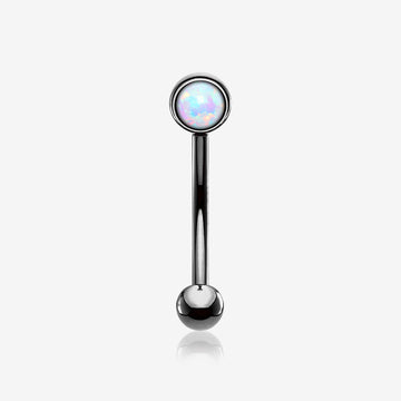 Blackline Fire Opal Press Fit Sparkle Curved Barbell-White Opal